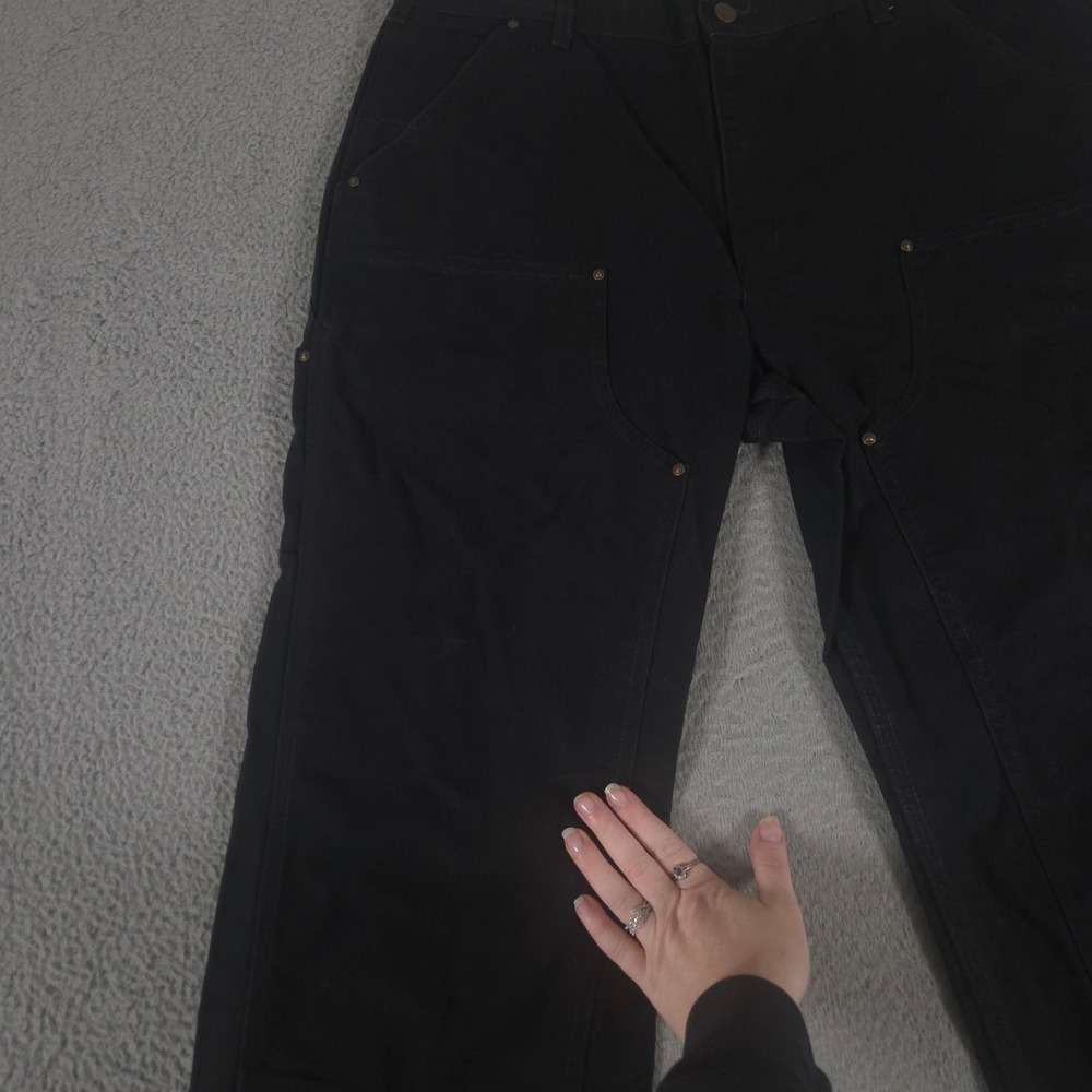 Carhartt Pants Mens 38x30 Black Loose Straight Washed Duck Double-Front Dungaree - Picture 8 of 15